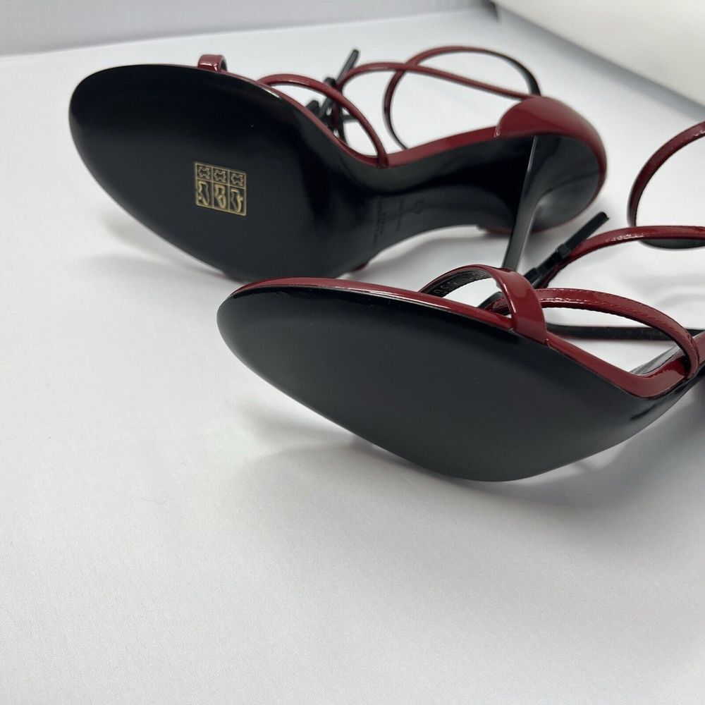 CASSANDRA YSL Saint Laurent Red Hot Patent Leather Stiletto Sandals EU 40 US 10 - Picture 10 of 15